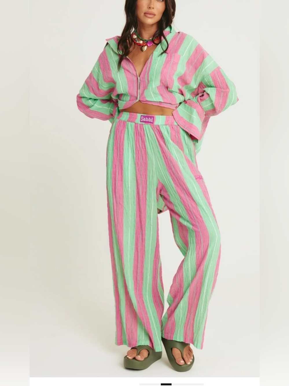 Sabbi Striped Two-Piece Set in Pink & Mint